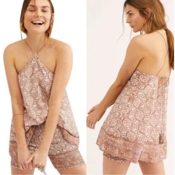 Free People pink smocked two piece set - Picture 1 of 5
